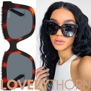 QUAY // ltd ed icy tortoise stud oversized square lens smoke lens sunglasses